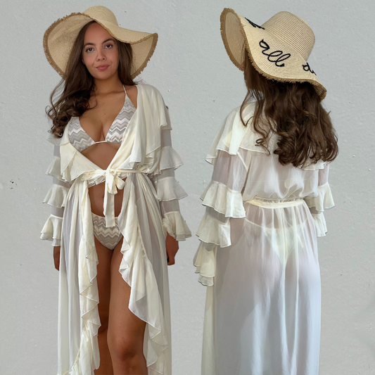 Saint Ruffle Robe - Cream