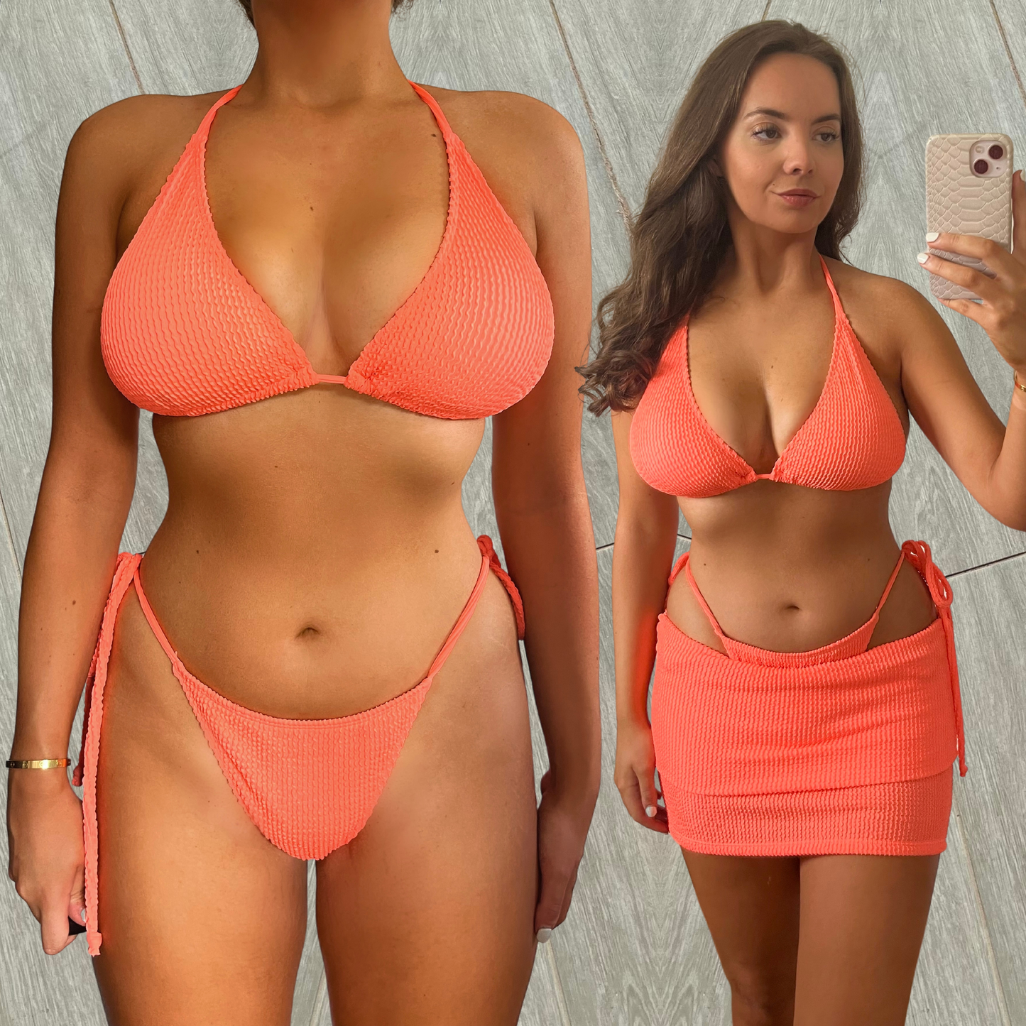 Coral (Bottoms) - Crinkle Bikini