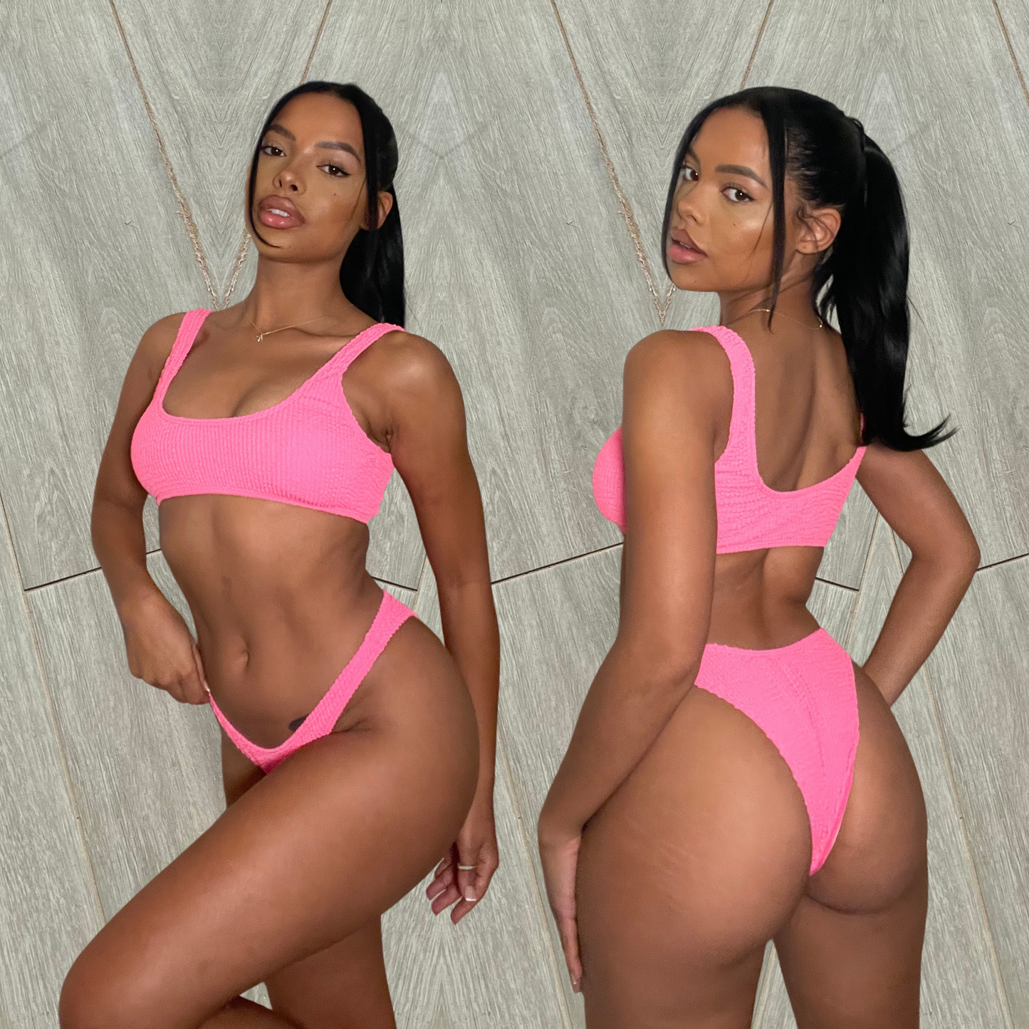 Bubblegum Pink (Top) - Crinkle Bikini