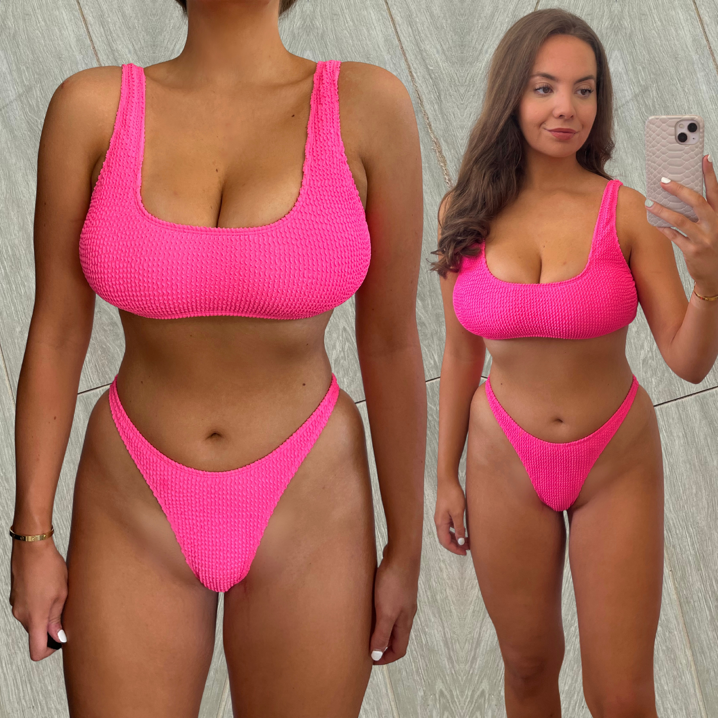 Bubblegum Pink (Top) - Crinkle Bikini