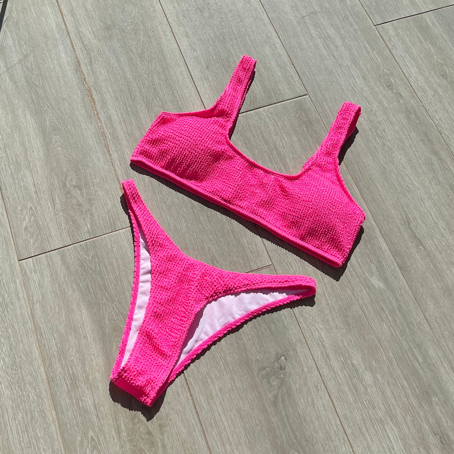 Bubblegum Pink (Top) - Crinkle Bikini