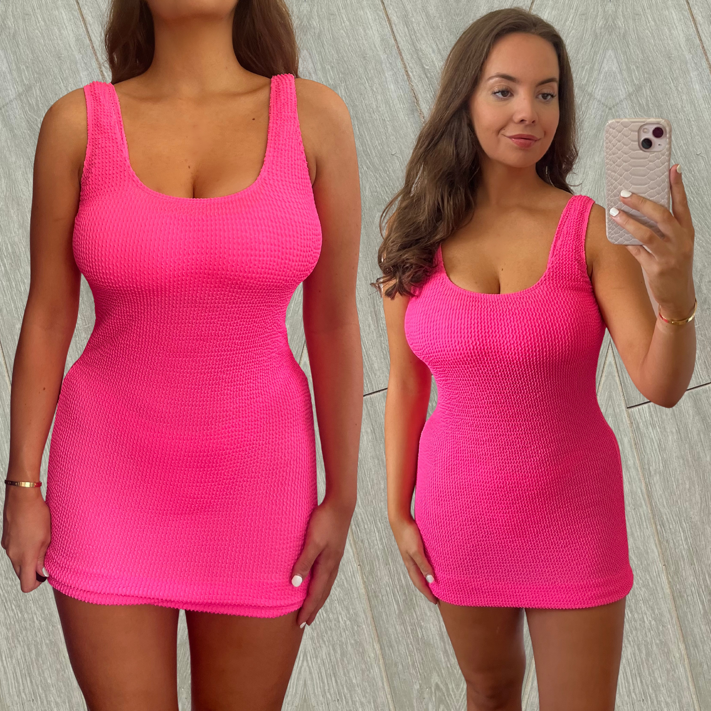 Bubblegum Pink Crinkle Dress